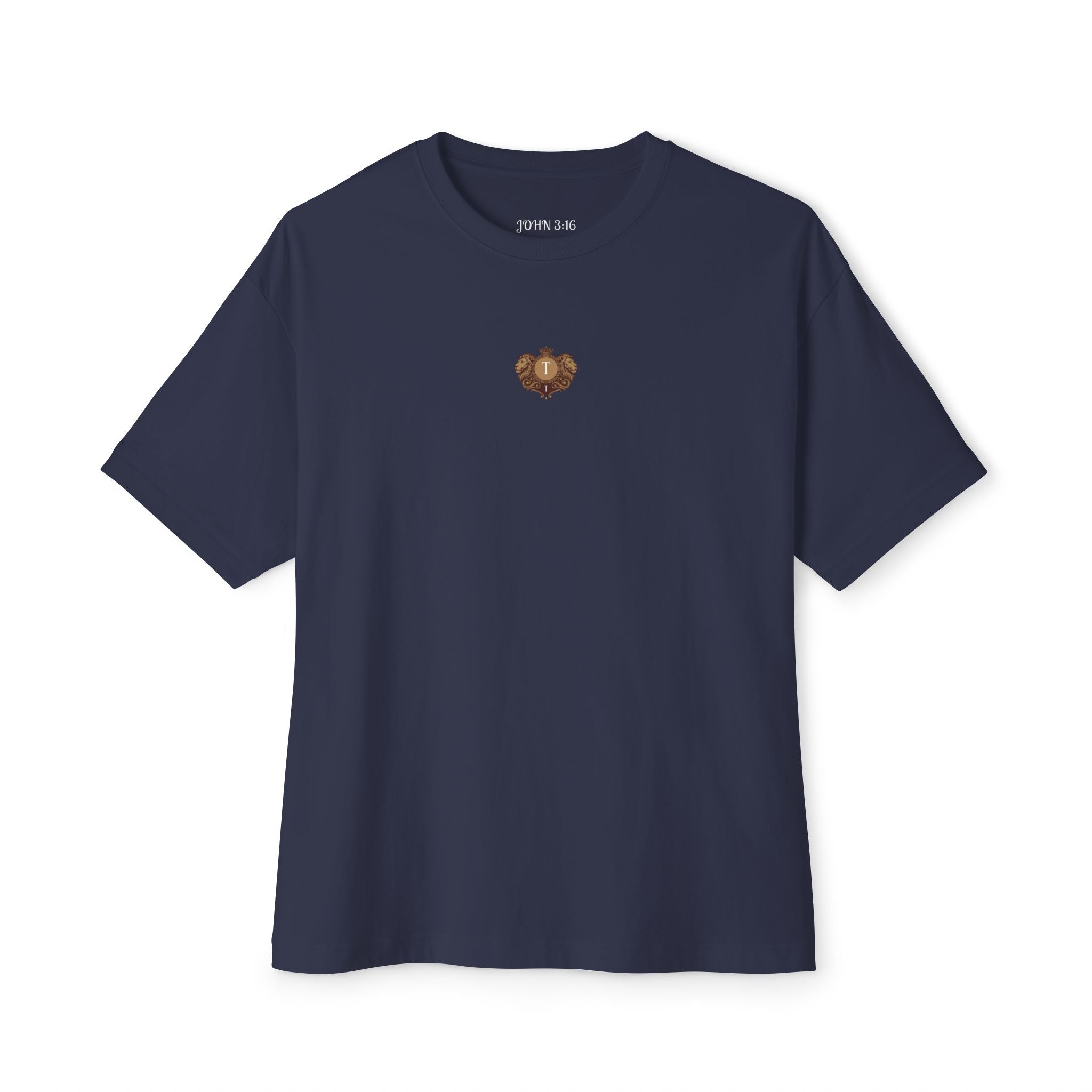 Heart Crest Boxy Tee — Pink Oversized T‑Shirt with Back “TWIN TROVE CO.” Logo