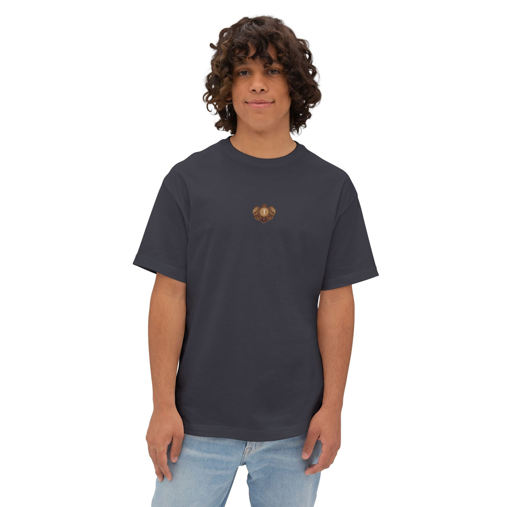 Heart Crest Boxy Tee — Pink Oversized T‑Shirt with Back “TWIN TROVE CO.” Logo