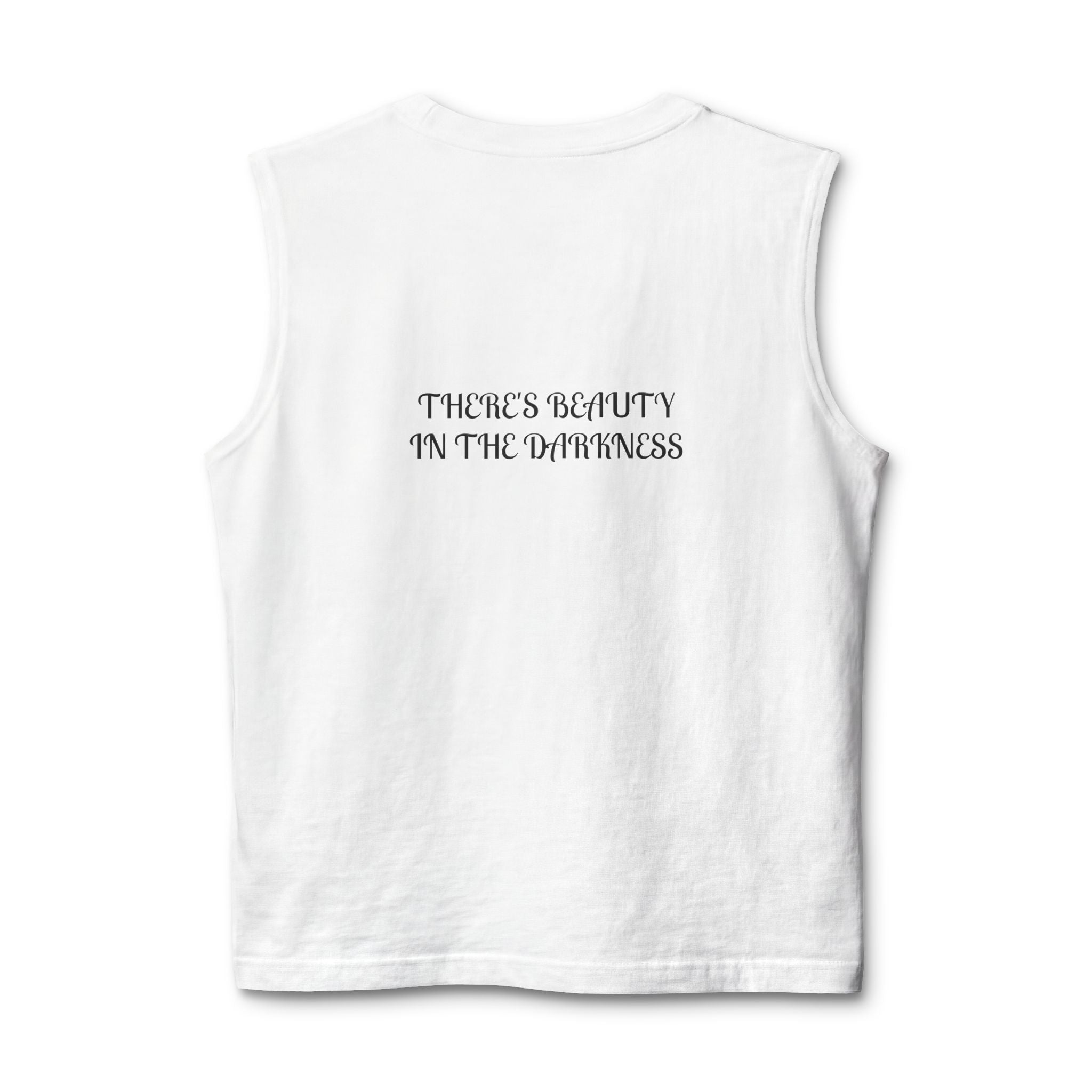 Muscle Tank — Small Heart Skull Front, “There’s Beauty In The Darkness” Back