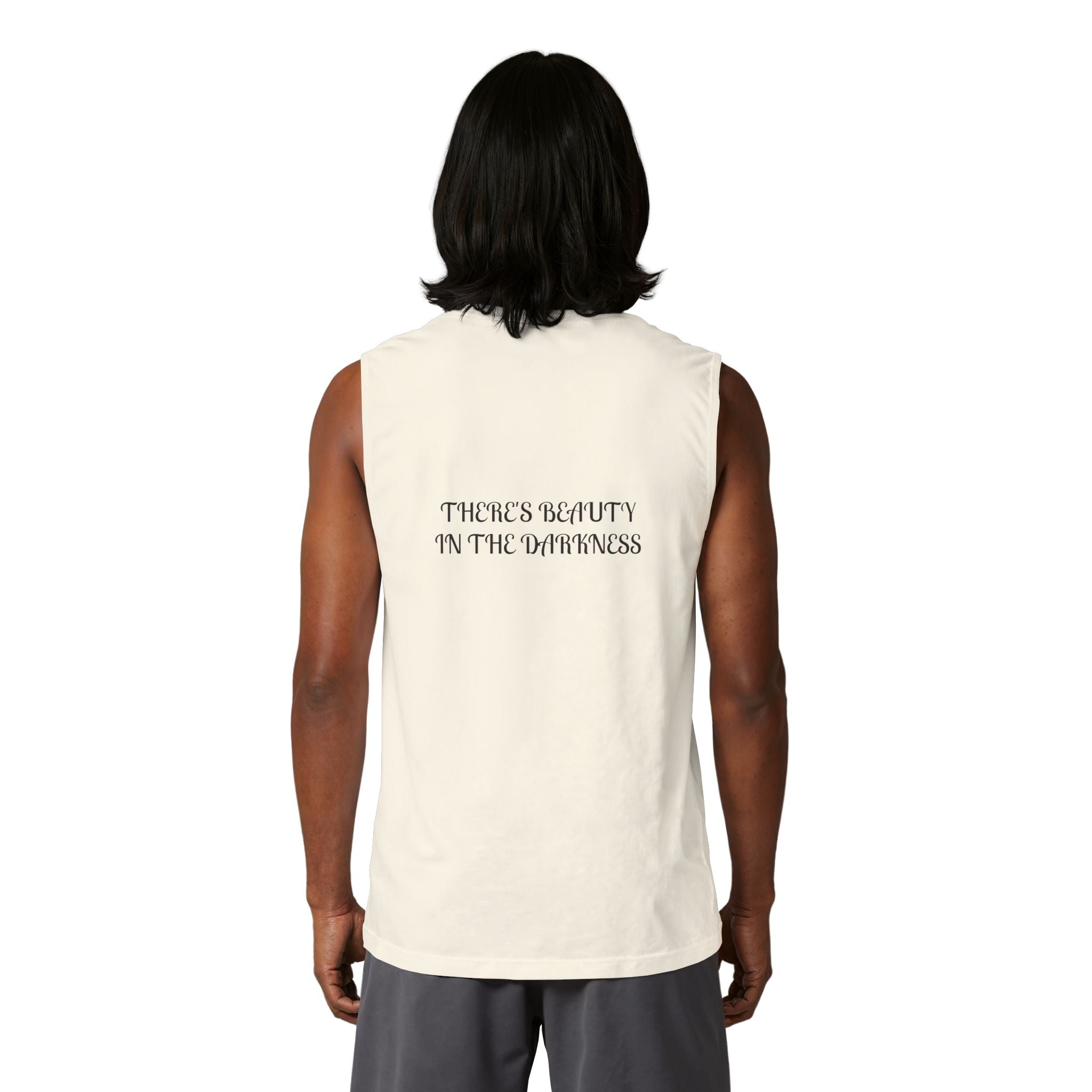 Muscle Tank — Small Heart Skull Front, “There’s Beauty In The Darkness” Back