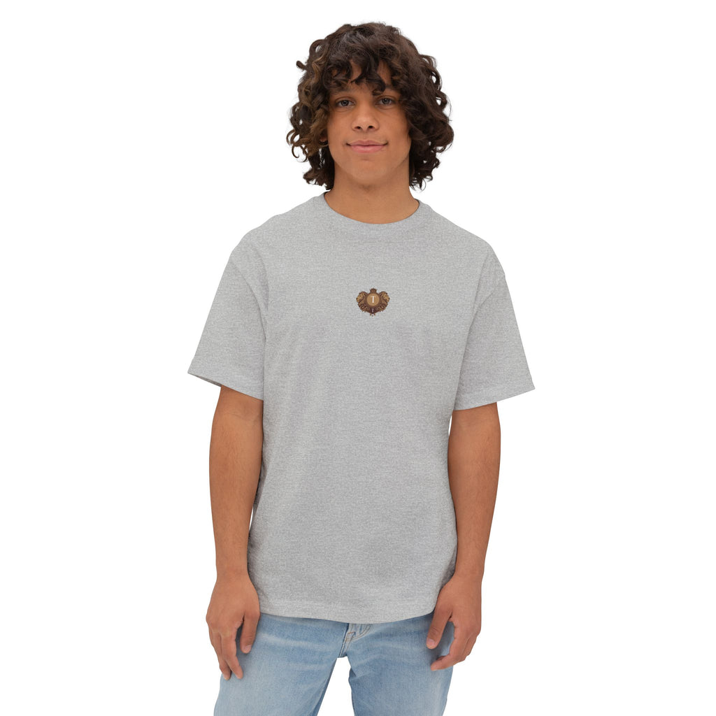 Heart Crest Boxy Tee — Pink Oversized T‑Shirt with Back “TWIN TROVE CO.” Logo