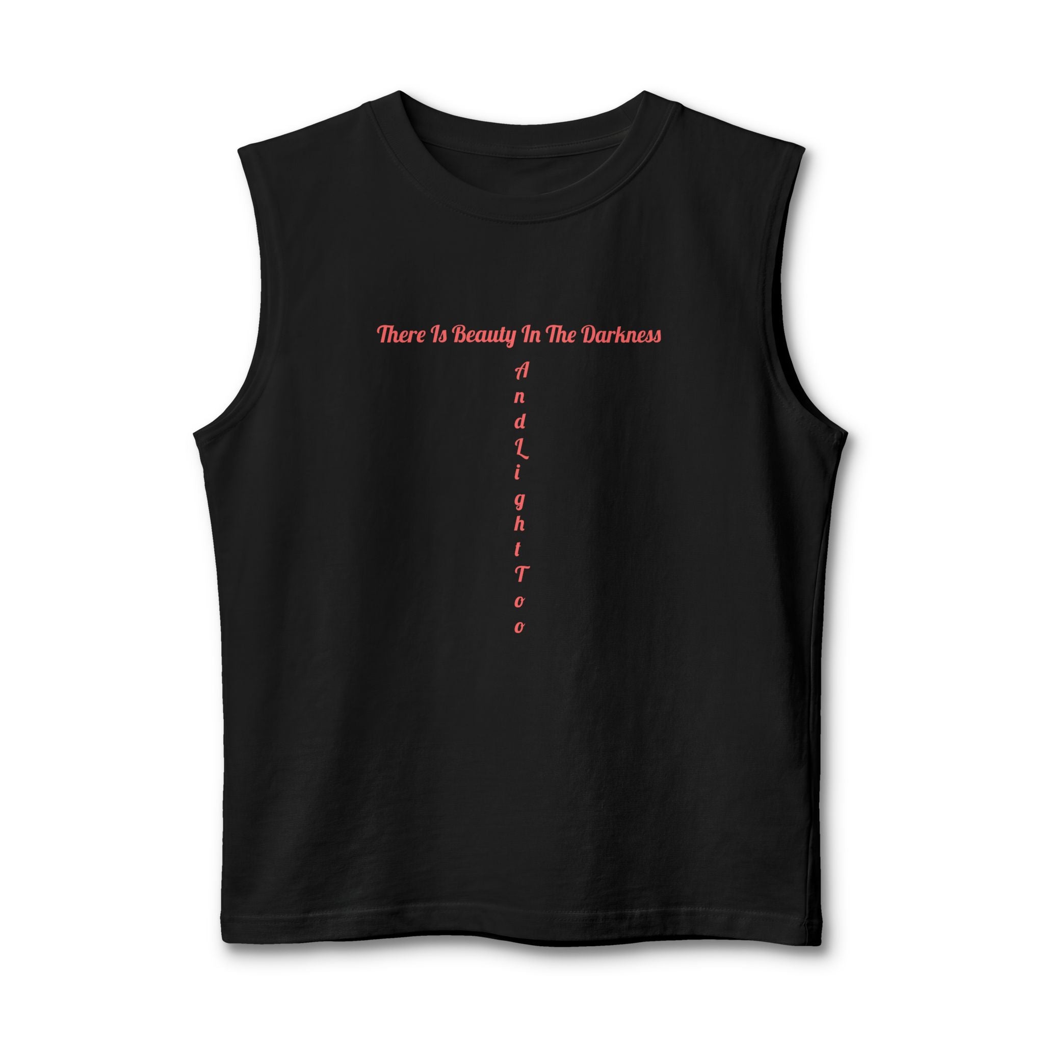 There’s Beauty in the Darkness Muscle Tank — Minimal Cross Text Tank Top