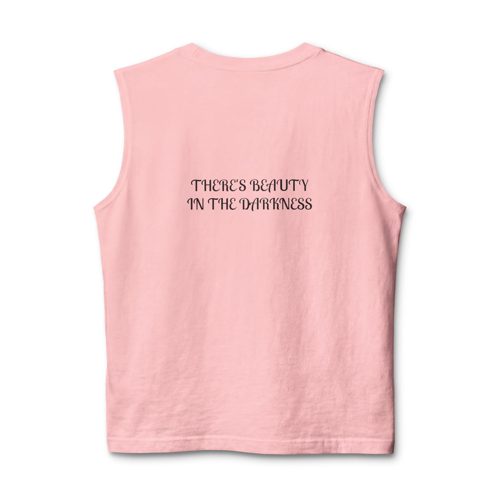 Muscle Tank — Small Heart Skull Front, “There’s Beauty In The Darkness” Back