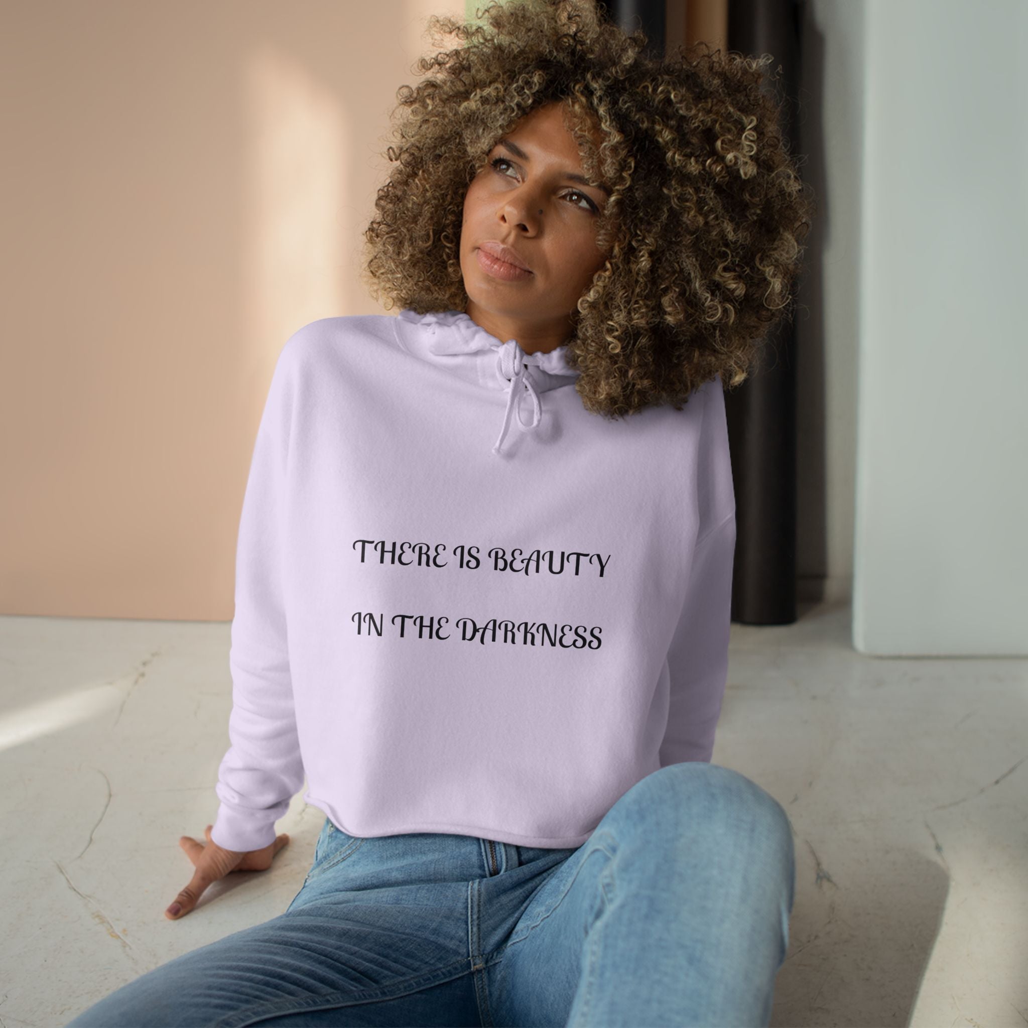 Cropped Hoodie — "There Is Beauty in the Darkness" Gothic Inspirational Crop Hoodie
