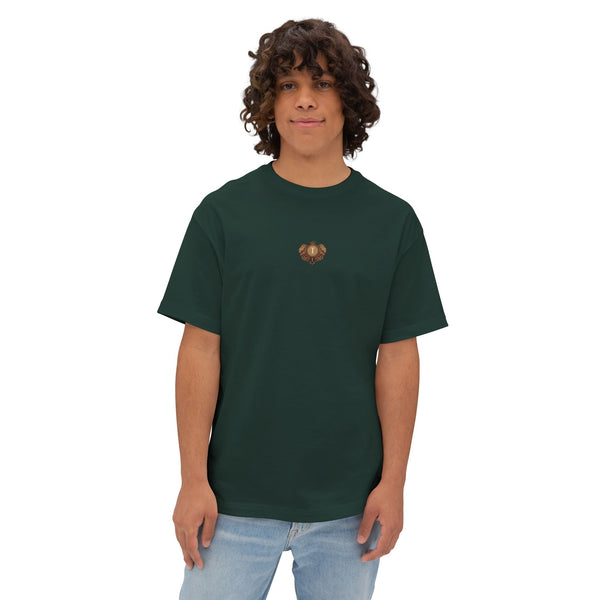 Heart Crest Boxy Tee — Pink Oversized T‑Shirt with Back “TWIN TROVE CO.” Logo