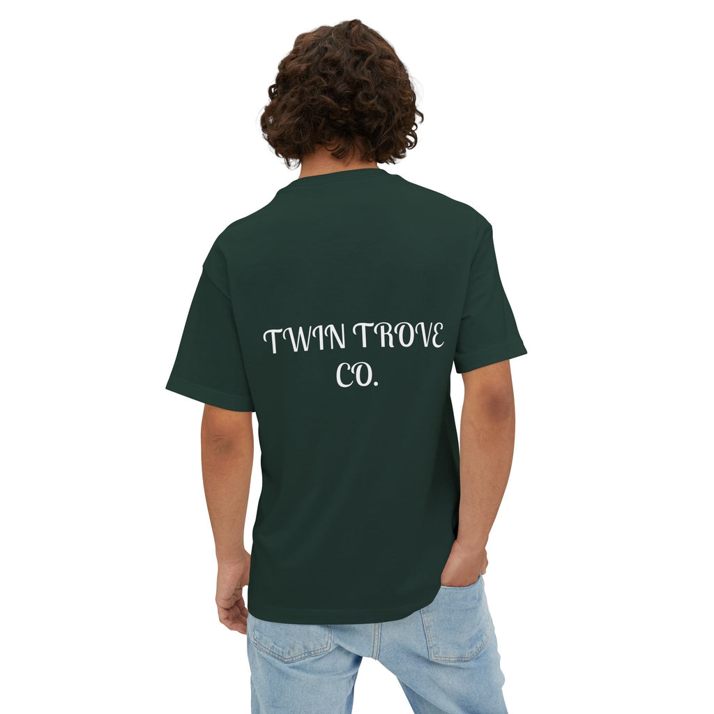 Heart Crest Boxy Tee — Pink Oversized T‑Shirt with Back “TWIN TROVE CO.” Logo
