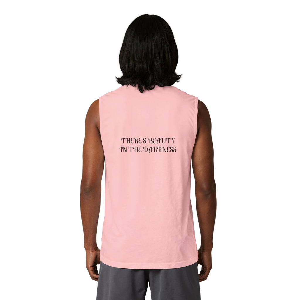Muscle Tank — Small Heart Skull Front, “There’s Beauty In The Darkness” Back