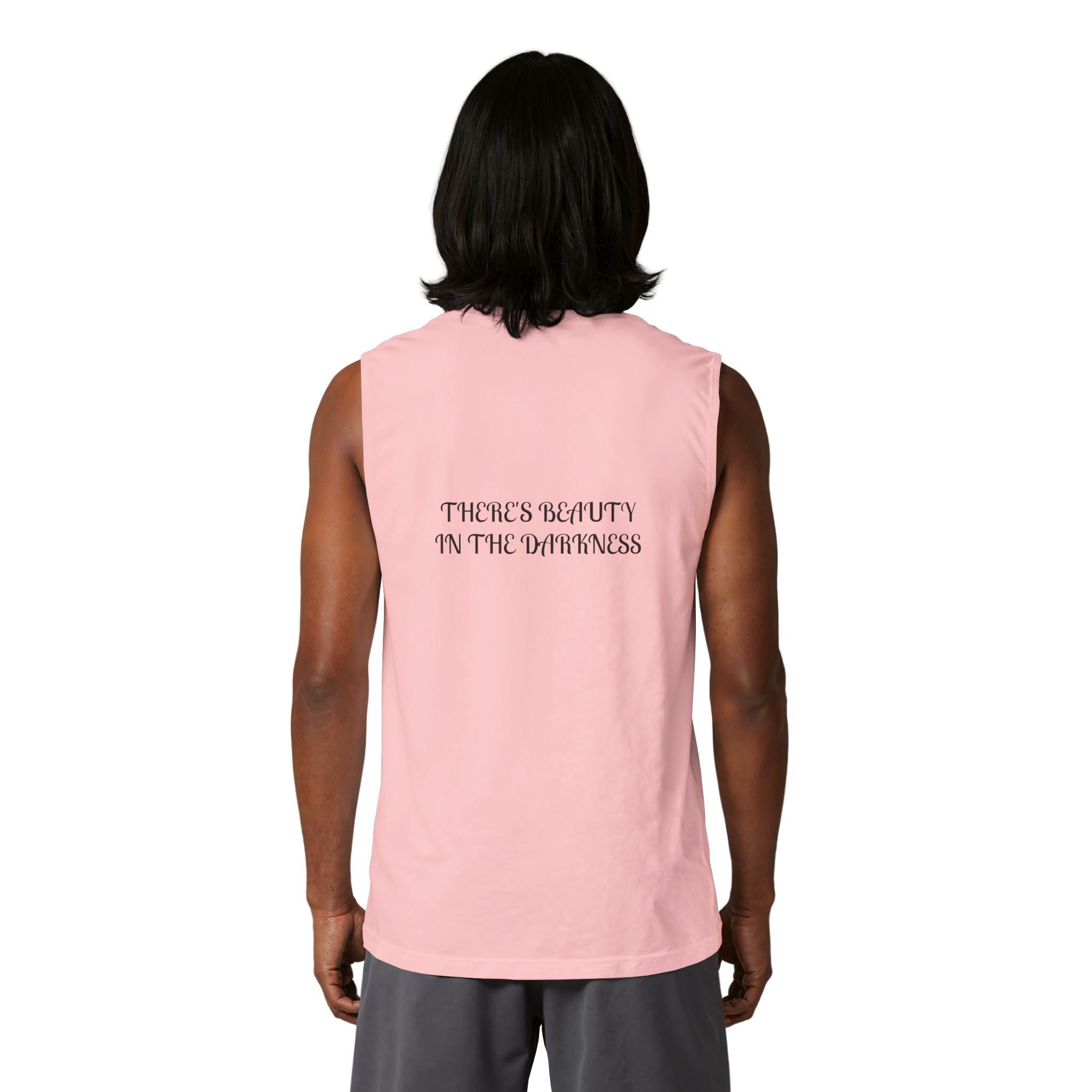 Muscle Tank — Small Heart Skull Front, “There’s Beauty In The Darkness” Back