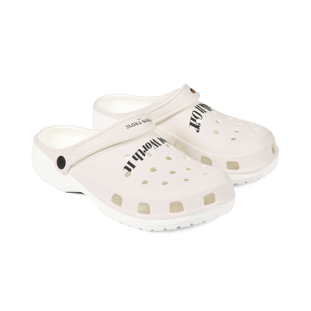Walk It Off / Not Worth It EVA Foam Clogs — Comfortable Slip-On Shoes with Statement Text