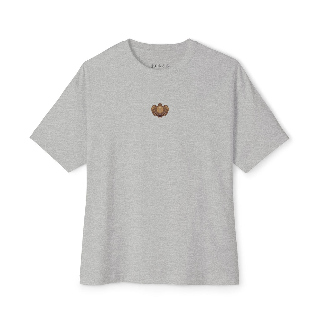 Heart Crest Boxy Tee — Pink Oversized T‑Shirt with Back “TWIN TROVE CO.” Logo