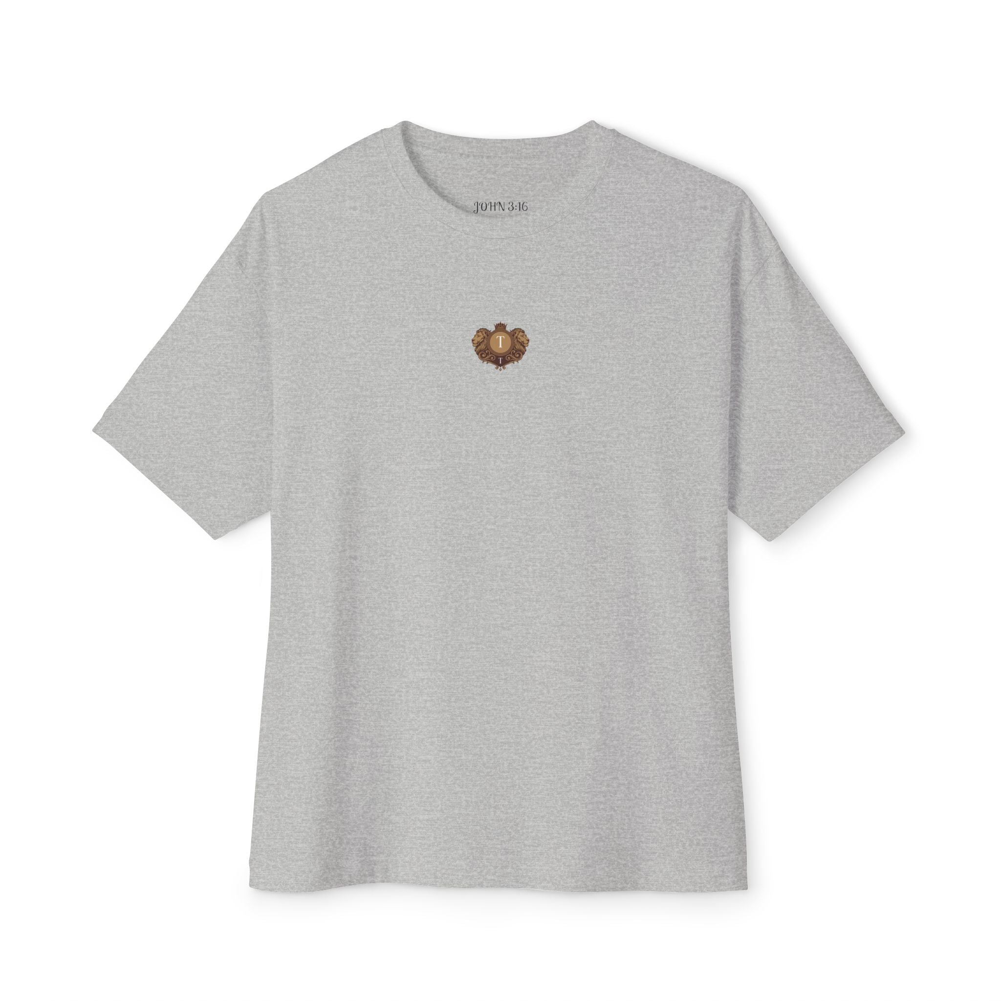 Heart Crest Boxy Tee — Pink Oversized T‑Shirt with Back “TWIN TROVE CO.” Logo