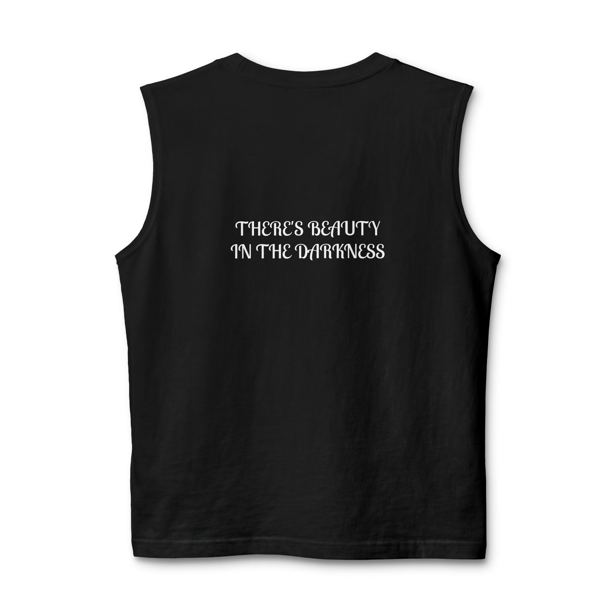 Muscle Tank — Small Heart Skull Front, “There’s Beauty In The Darkness” Back