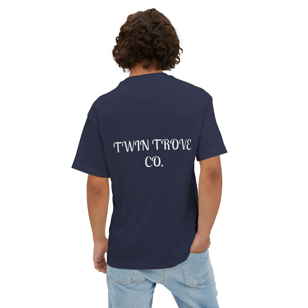 Heart Crest Boxy Tee — Pink Oversized T‑Shirt with Back “TWIN TROVE CO.” Logo