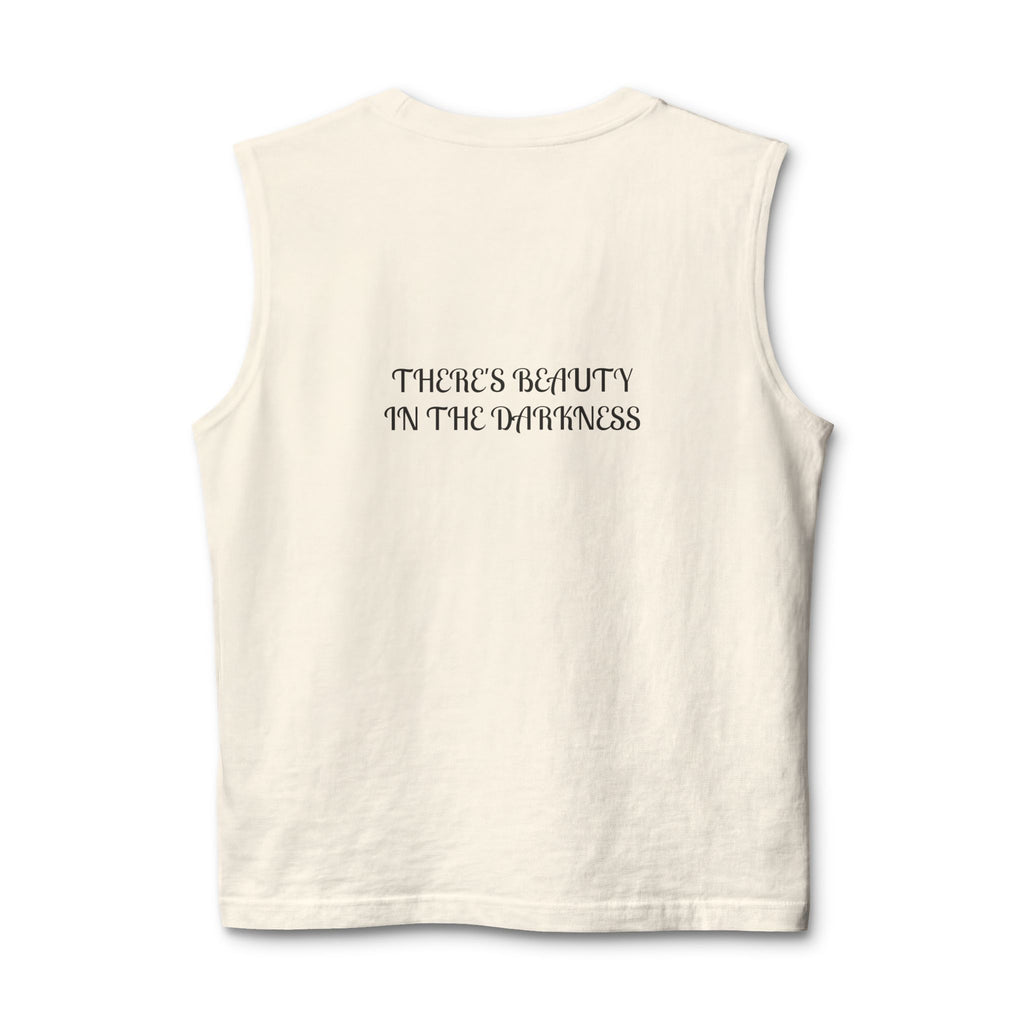 Muscle Tank — Small Heart Skull Front, “There’s Beauty In The Darkness” Back