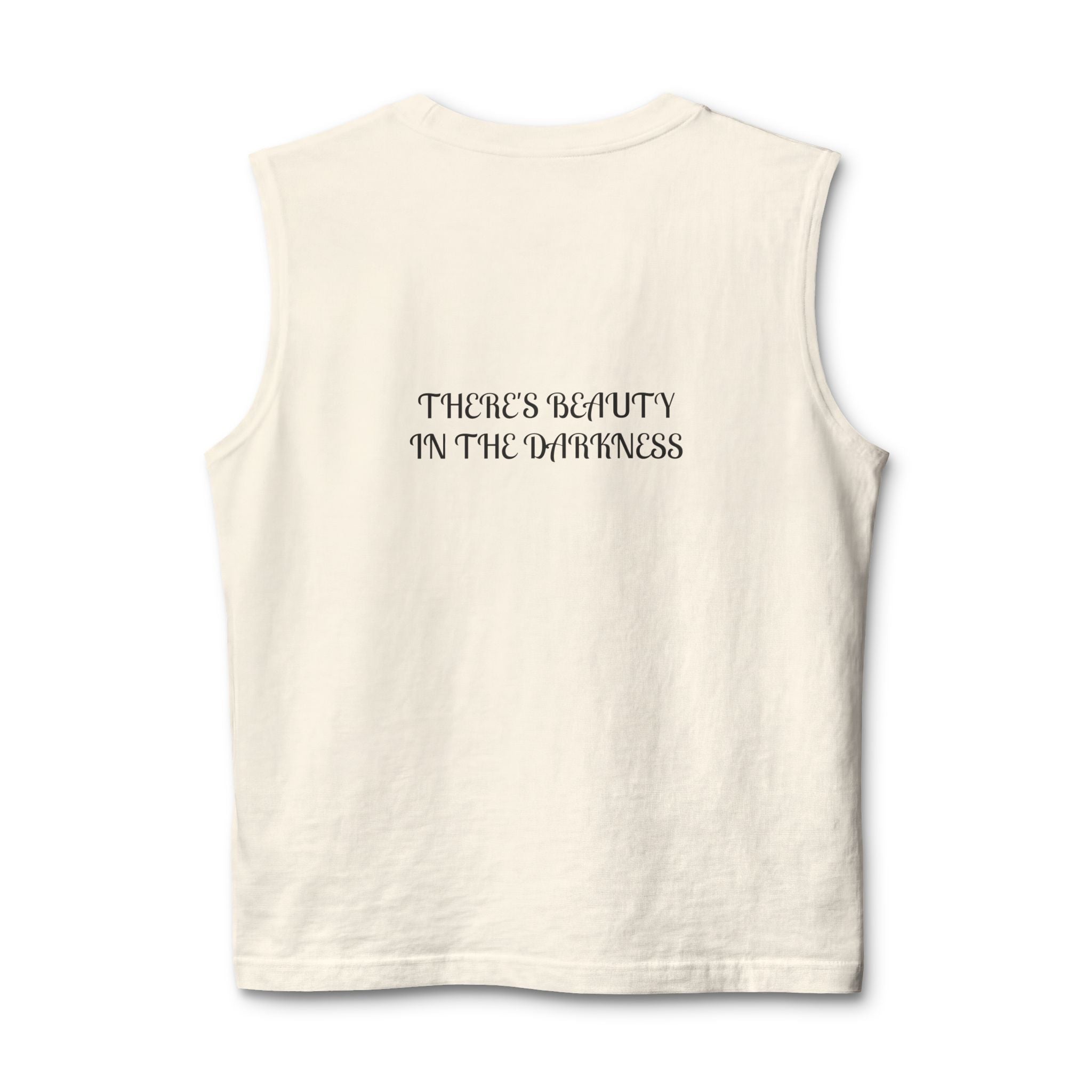 Muscle Tank — Small Heart Skull Front, “There’s Beauty In The Darkness” Back