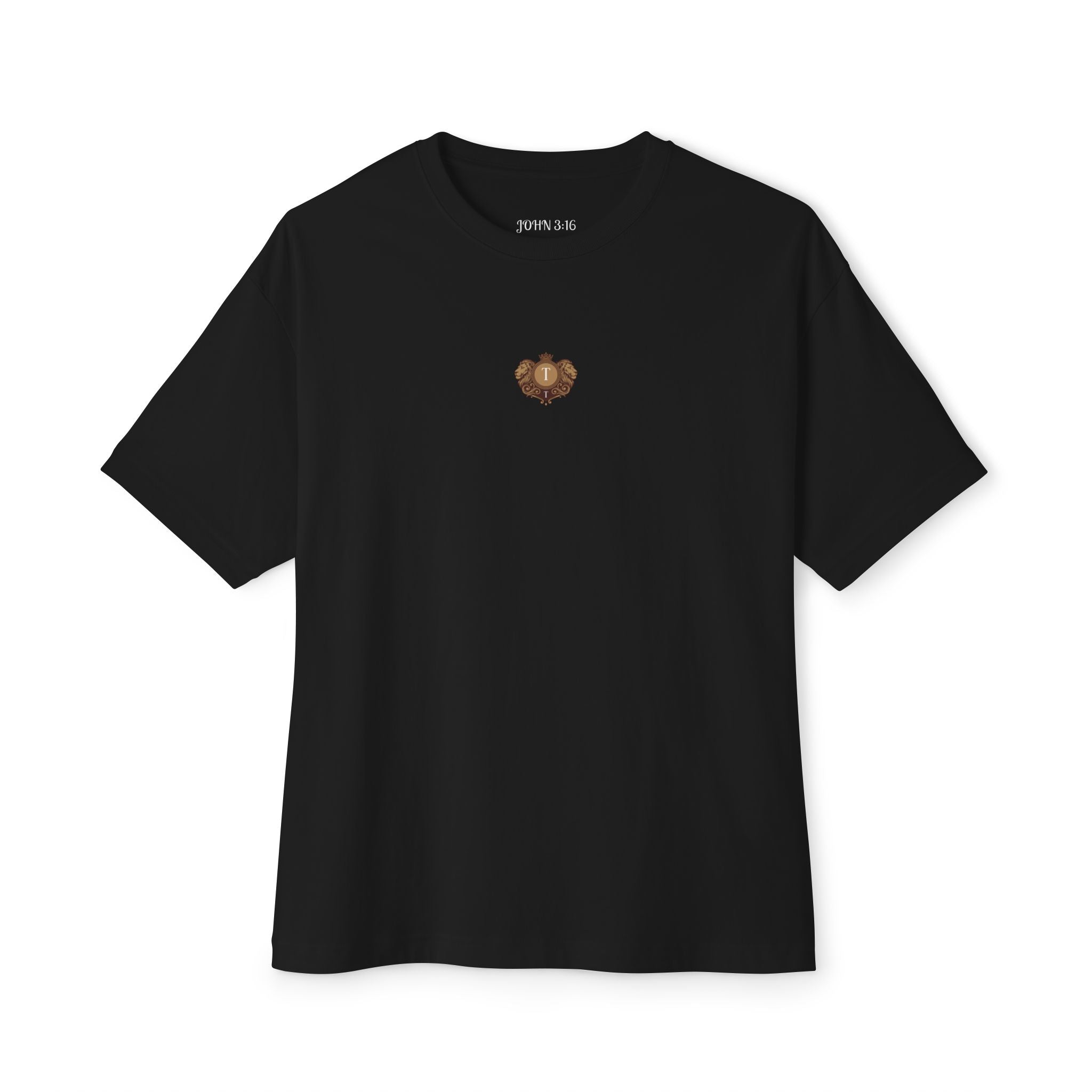 Heart Crest Boxy Tee — Pink Oversized T‑Shirt with Back “TWIN TROVE CO.” Logo