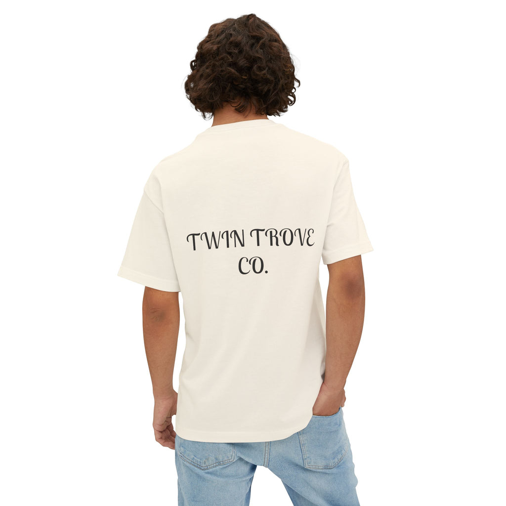 Heart Crest Boxy Tee — Pink Oversized T‑Shirt with Back “TWIN TROVE CO.” Logo