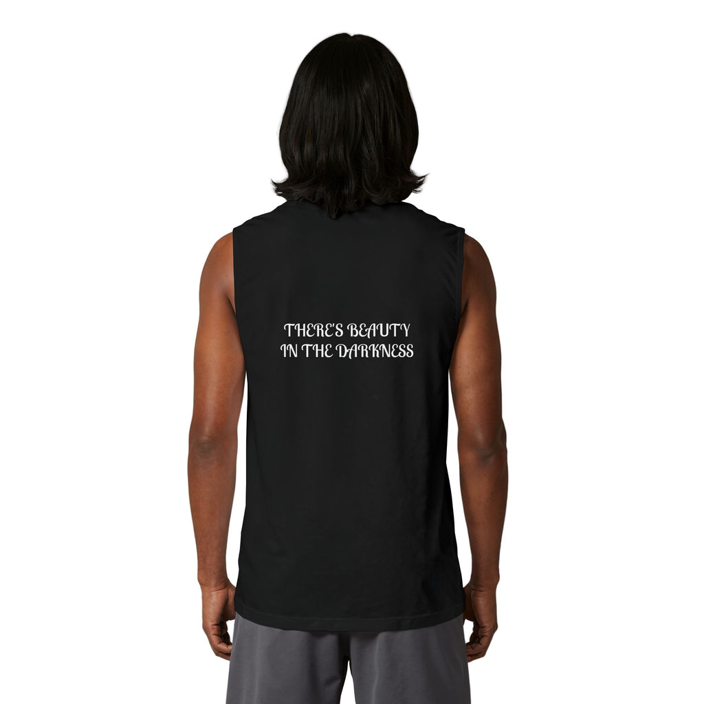 Muscle Tank — Small Heart Skull Front, “There’s Beauty In The Darkness” Back