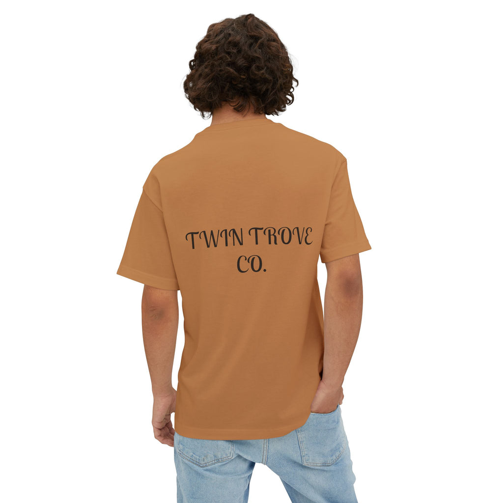 Heart Crest Boxy Tee — Pink Oversized T‑Shirt with Back “TWIN TROVE CO.” Logo