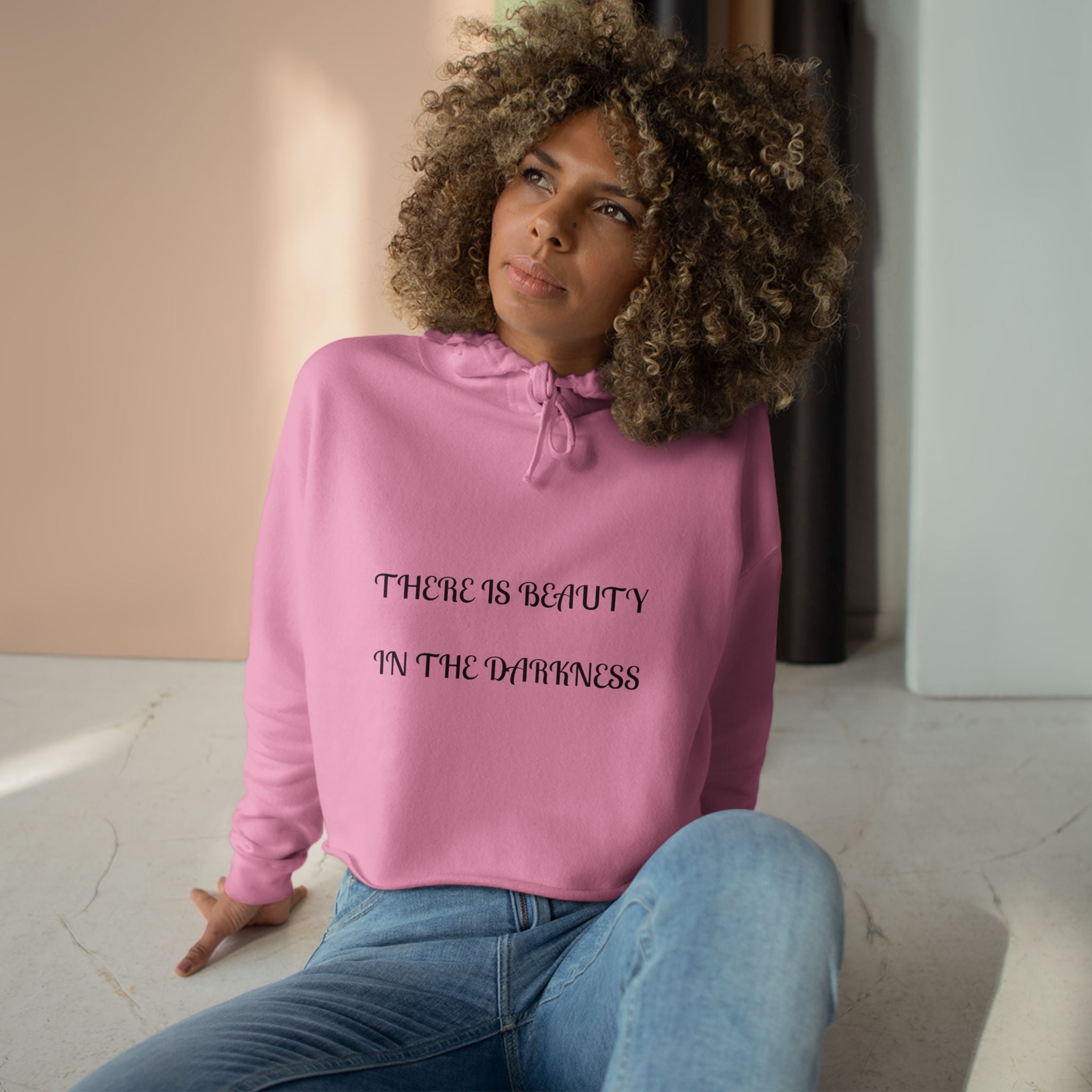 Cropped Hoodie — "There Is Beauty in the Darkness" Gothic Inspirational Crop Hoodie