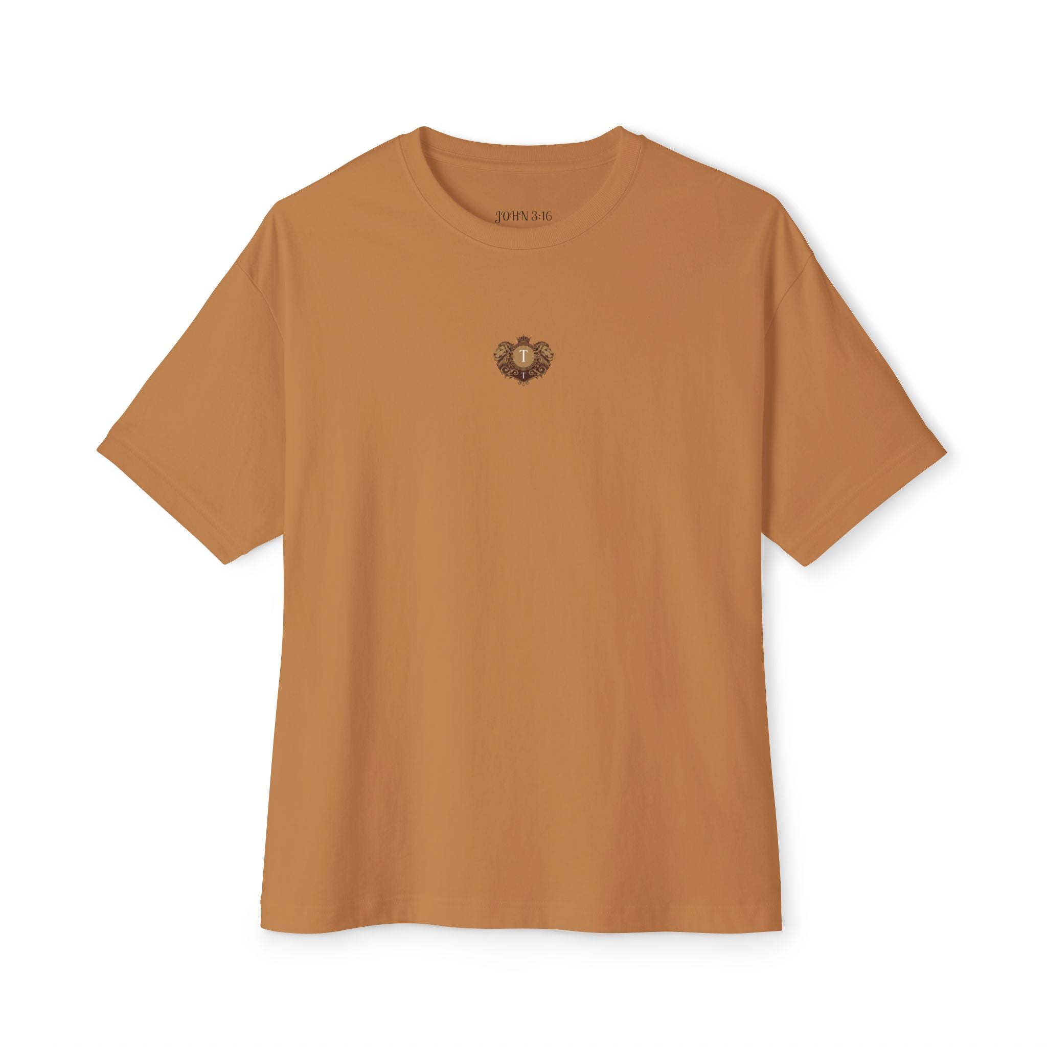 Heart Crest Boxy Tee — Pink Oversized T‑Shirt with Back “TWIN TROVE CO.” Logo