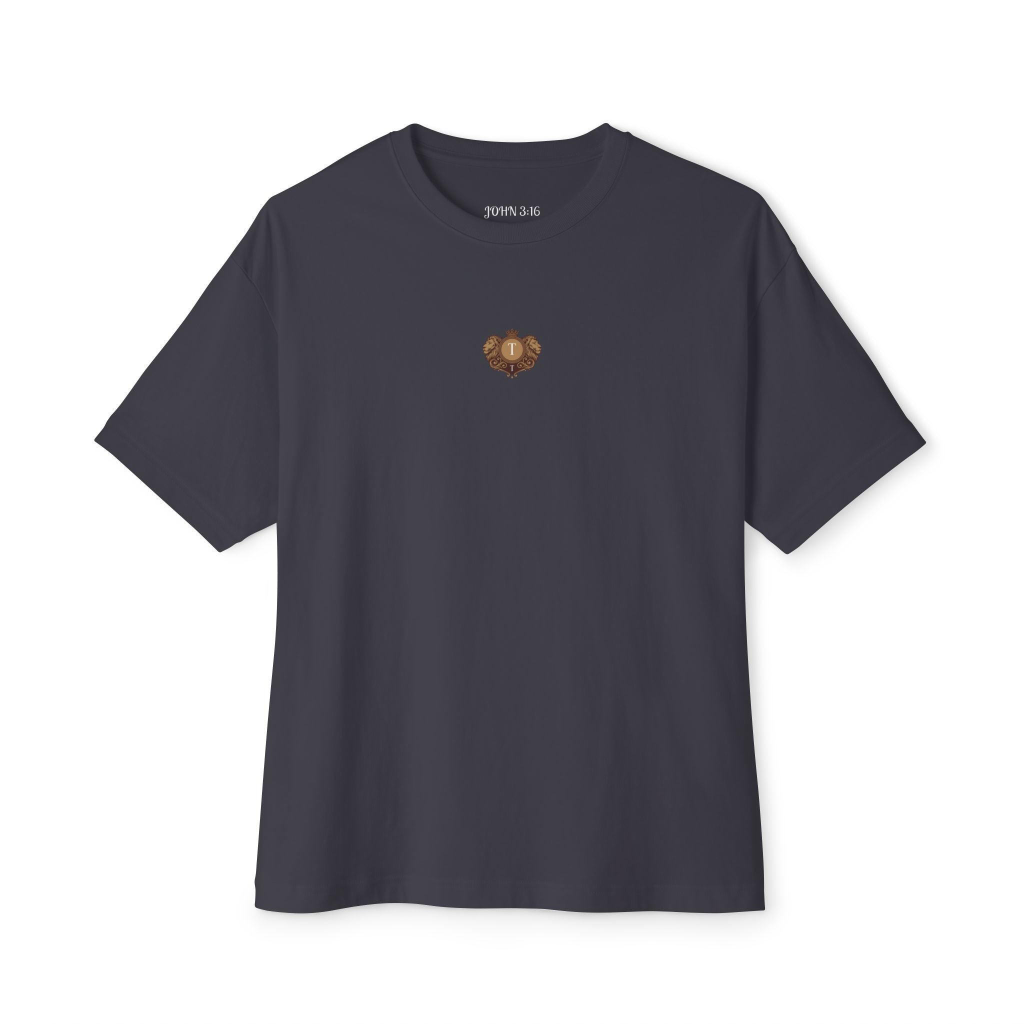Heart Crest Boxy Tee — Pink Oversized T‑Shirt with Back “TWIN TROVE CO.” Logo