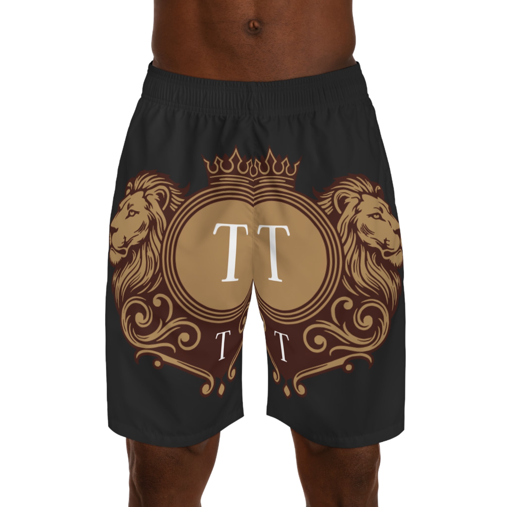 Lion Crest Jogger Shorts — Regal Pi Symbol Athletic AOP