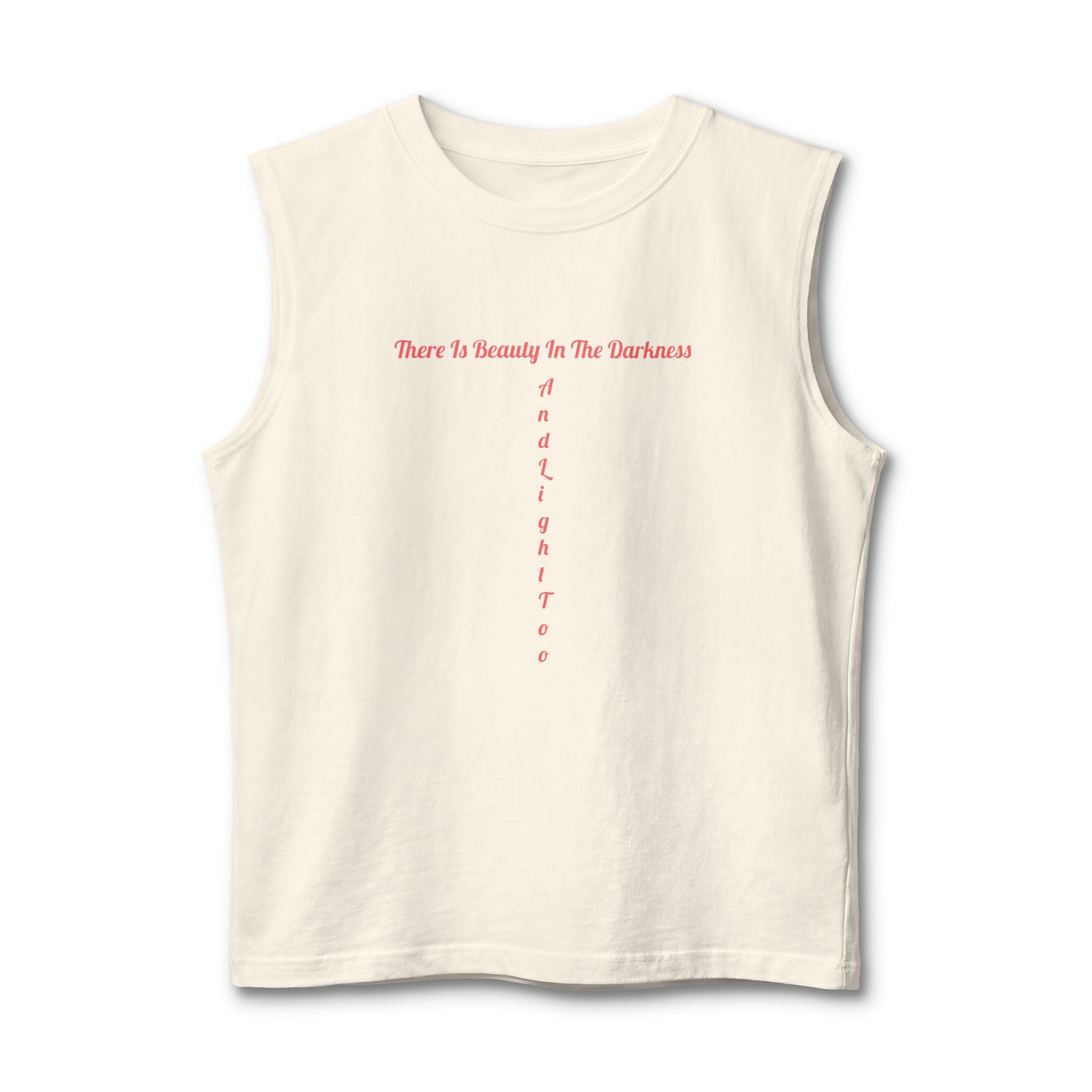 There’s Beauty in the Darkness Muscle Tank — Minimal Cross Text Tank Top
