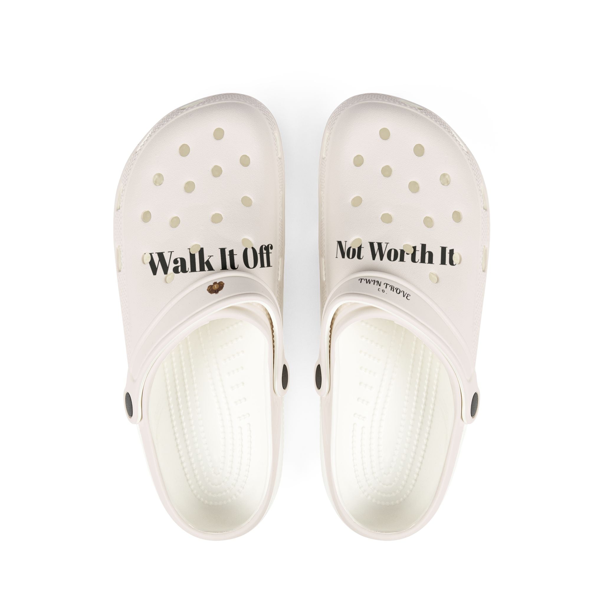 Walk It Off / Not Worth It EVA Foam Clogs — Comfortable Slip-On Shoes with Statement Text