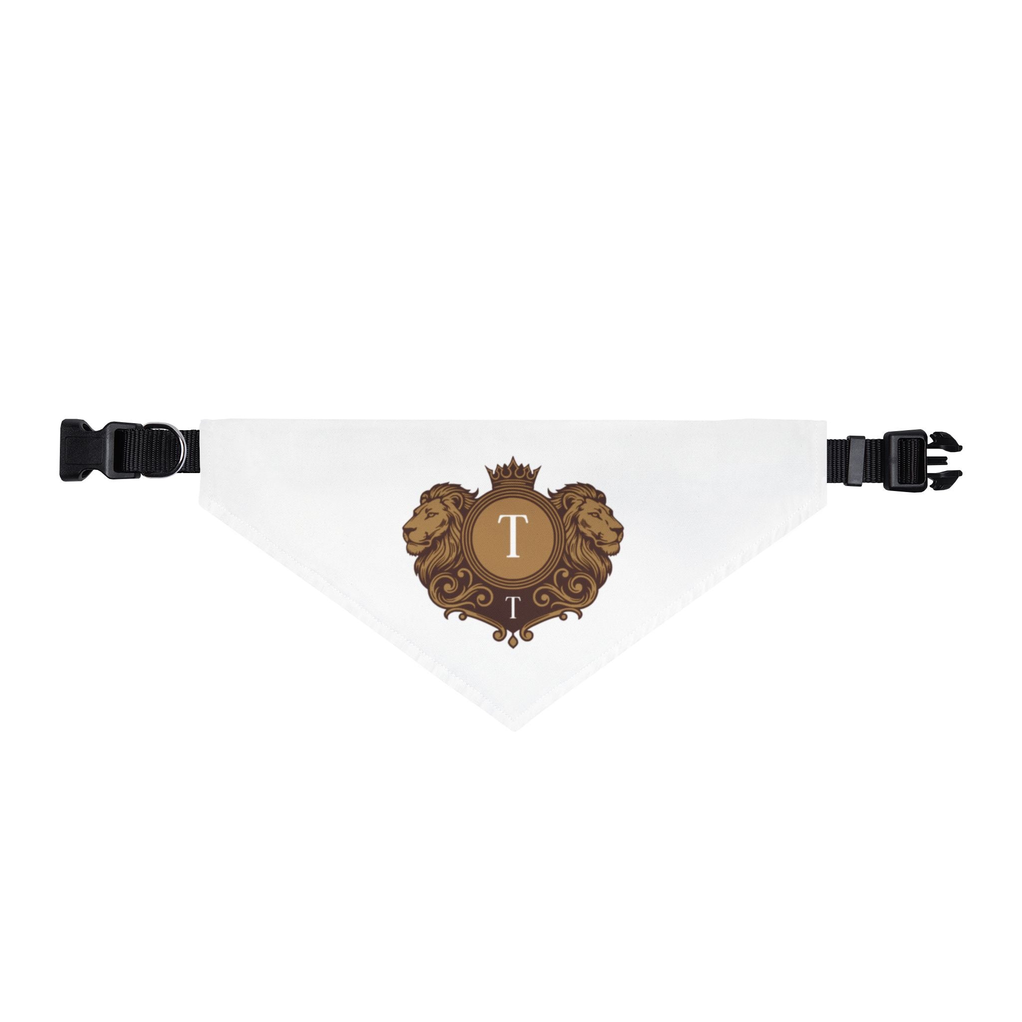 Personalized Pet Bandana Collar Clip — Royal Monogram T Design