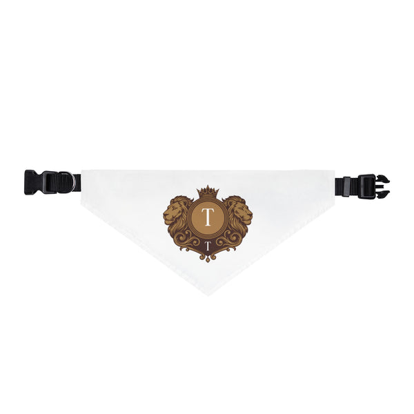 Personalized Pet Bandana Collar Clip — Royal Monogram T Design
