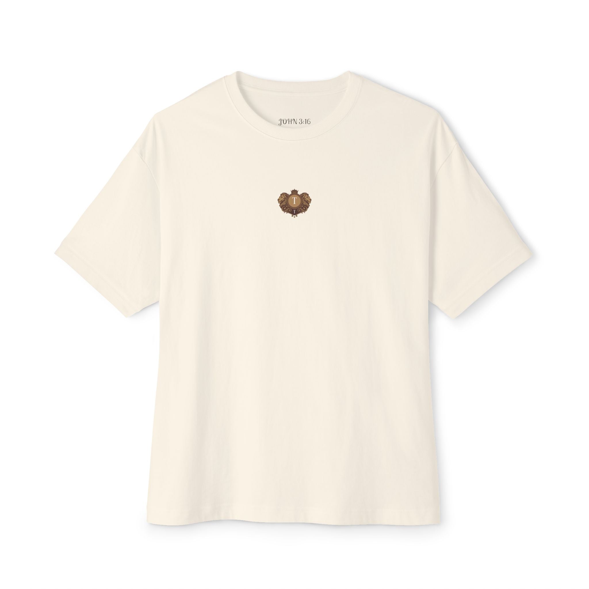 Heart Crest Boxy Tee — Pink Oversized T‑Shirt with Back “TWIN TROVE CO.” Logo