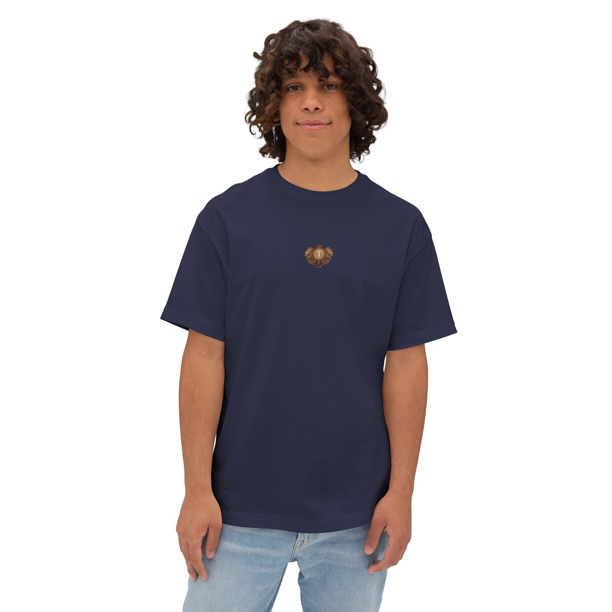 Heart Crest Boxy Tee — Pink Oversized T‑Shirt with Back “TWIN TROVE CO.” Logo